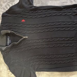 U.S. Polo Assn. Men’s Cable Knit Quarter-Zip Sweater – Black